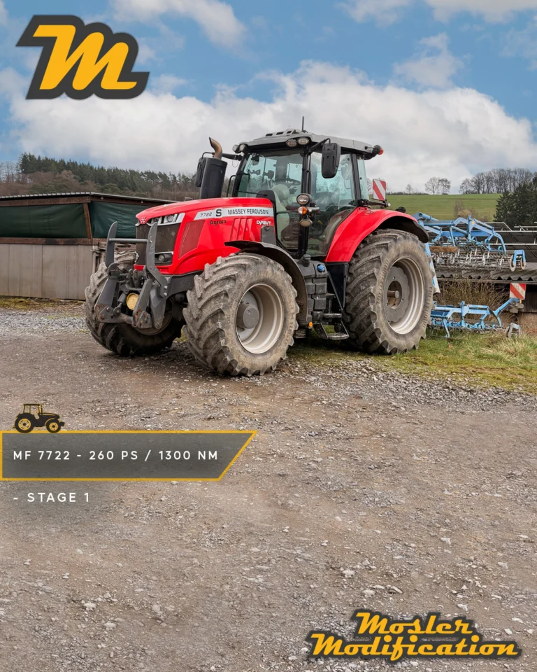 Dieser Massey Ferguson 7722 erhielt von uns eine Stage 1 und profitierte von einer deutlichen Leistungssteigerung. Die Serienleistung des 7,4 L SiSu/AGCO Power Motors konnten wir von 215 PS und 1.050 Nm auf 260 PS und 1.300 Nm steigern. Mit 45 PS und 250 Nm zusätzlicher Leistung steht dem Schlepper noch mehr Durchzugskraft für anspruchsvolle Arbeiten zur Verfügung.

🔧 Modell: Massey Ferguson 7722
🚀 Stage 1 Ergebnis: 260 PS / 1.300 Nm
🧠 OBD-Diagnoseschnittstelle

Durch die individuell abgestimmte Softwareoptimierung spricht der Motor noch souveräner an und liefert seine Leistung genau dort, wo sie benötigt wird. Das sorgt für ein kraftvolleres Fahrgefühl unter Last und macht den Massey Ferguson im täglichen Einsatz noch effizienter.

📍 Vor-Ort-Service
📩 Anfragen gerne per DM
🌐 www.mosler-modification.de

#MoslerModification #MasseyFerguson #MF7722 #MasseyFerguson7722 #MF #Stage1 #Leistungsoptimierung #Agrartechnik #Landtechnik #Traktor #Schlepper #Softwareoptimierung #ECU #Tuning #DieselPower #Landwirtschaft #Bauernhof #Farming #FarmLife #AGCOPower #Deutschland #Germany