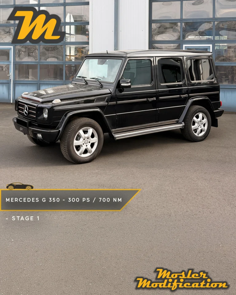 Dieser Mercedes-Benz G 350 BlueTEC durfte unsere Werkstatt mit einer Stage 1 Optimierung verlassen. Die Serienleistung von 245 PS und 600 Nm konnten wir auf 300 PS und 700 Nm steigern. Mit 55 PS und 100 Nm zusätzlicher Leistung bietet die G-Klasse spürbar mehr Durchzugskraft und ein noch souveräneres Fahrverhalten - sowohl auf der Straße als auch abseits befestigter Wege.

🔧 Modell: Mercedes-Benz G 350 BlueTEC
🚀 Stage 1 Ergebnis: 300 PS / 700 Nm
🧠 Umsetzung per OBD-Schnittstelle

Die optimierte Motorsoftware sorgt für eine deutlich harmonischere Leistungsentfaltung und ein direkteres Ansprechverhalten. Besonders bei Überholmanövern, Steigungen oder im Anhängerbetrieb macht sich das zusätzliche Drehmoment sofort bemerkbar.

📍 Individuell abgestimmt
📩 Anfragen via DM
🛜 www.mosler-modification.eu

#Mercedes #Benz #MercedesBenz #GKlasse #G350 #Gwagon #G350BlueTEC #W463 #Stage1 #Chiptuning #ECU #Flash #Leistungssteigerung #Diesel #Offroad #Tuning #MoslerModification #Deutschland #Germany