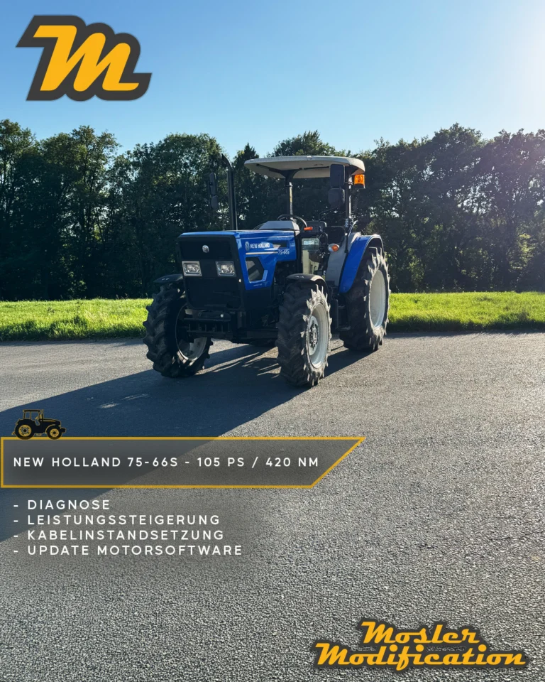 Bei diesem New Holland 75-66S stand zunächst die Fehlersuche im Vordergrund. Im Rahmen einer Diagnose konnten wir mehrere Kabelabbrüche aufdecken, die zu Problemen in der Abgasnachbehandlung führten. Nach der erfolgreichen Instandsetzung der betroffenen Leitungen wurde die Motorsoftware auf den neuesten Stand gebracht.

Anschließend erhielt der Traktor eine individuelle Leistungsoptimierung mit einer Steigerung von 30 PS und 80 Nm Drehmoment.

🔧 Modell: New Holland 75-66S
🚀 Ergebnis: 105 PS / 420 Nm
🧠 Diagnose & Softwareupdate
⚙️ Fehlerbehebung im Bereich der Abgasnachbehandlung

Durch die beseitigten Kabelschäden und die optimierte Software läuft der Traktor nun wieder zuverlässig und bietet deutlich mehr Durchzug im Arbeitsalltag. Besonders bei Transportarbeiten und unter Last macht sich das zusätzliche Drehmoment spürbar bemerkbar.

📍 Individuell umgesetzt
📩 Anfragen via DM
🛜 www.mosler-modification.eu

#NewHolland #7566s #NewHolland7566s #TraktorTuning #Tuning #Agrar #Bauernhof #Landtechnik #MoslerModification #Softwareoptimierung #Diagnose #Landwirtschaft #Agrartechnik #Germany #Deutschland #Software #Werkstatt