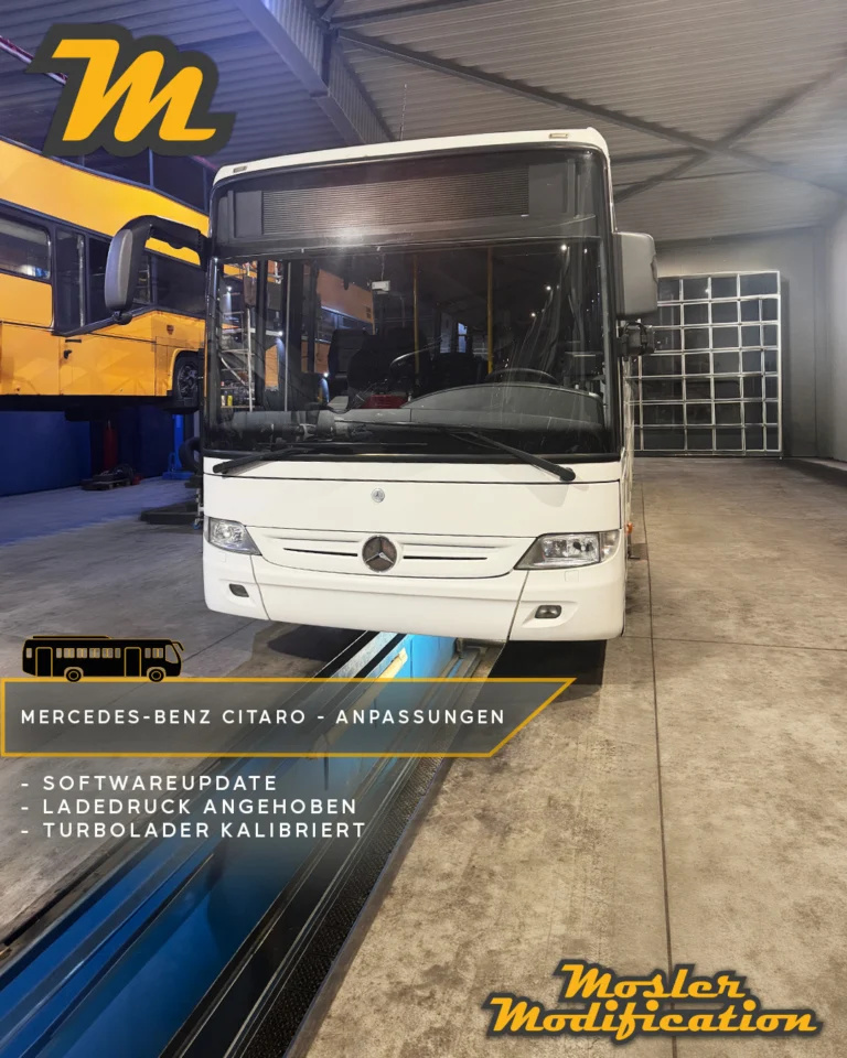 Dieser Mercedes-Benz Citaro erhielt bei uns ein Softwareupdate auf den aktuellen Stand. Im Zuge der Arbeiten haben wir den Turbolader kalibriert und den Ladedruck angehoben.

🔧 Modell: Mercedes-Benz Citaro
🖥️ Softwareupdate durchgeführt
⚙️ Turbolader kalibriert
🚀 Ladedruck optimiert

Durch die präzise Abstimmung des Turboladers arbeitet das System wieder im vorgesehenen Kennfeldbereich. In Verbindung mit dem aktualisierten Softwarestand sorgt dies für ein verbessertes Ansprechverhalten und eine zuverlässige Leistungsentfaltung im täglichen Einsatz.

📍 Individuell umgesetzt
📩 Anfragen via DM
🛜 www.mosler-modification.eu

#Mercedes #Benz #Mercedbenz #Citaro #Bus #Omnibus #Fahrschule #MercedesBus #Diagnose #Softwareupdate #Turbolader #Ladedruck #Werkstatt #MoslerModification #Nutzfahrzeuge #Fahrzeugtechnik #DieselPower #Deutschland #Germany #passenger #transportation